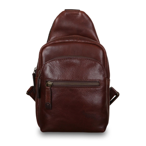 Однолямочный рюкзак из кожи темно-коричневого цвета с вентилируемой спинкой Ashwood Leather 8147 Brown